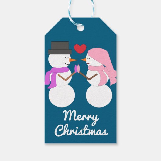 Liefde & Sneeuwmensen: Deep Zee Blue Cadeaulabel (Voorkant)