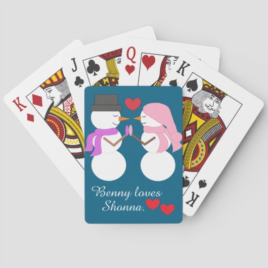 Liefde & Sneeuwmensen: Diepzeeblauw Pokerkaarten (Achterkant)