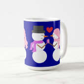 Liefde & Sneeuwmensen: Donkerblauw Koffiemok (Voorkant rechts)