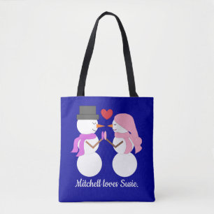 Liefde & Sneeuwmensen: Donkerblauw Tote Bag