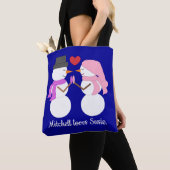 Liefde & Sneeuwmensen: Donkerblauw Tote Bag (Dichtbij)