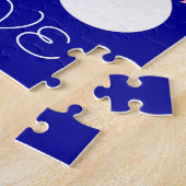 Liefde & Sneeuwmensen: Donkerblauwe Kerst Legpuzzel (Zijkant)