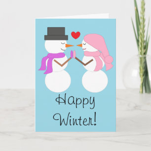Liefde & Sneeuwmensen: Gelukkig Winter Kaart