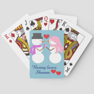 Liefde & Sneeuwmensen: Lichtblauw Pokerkaarten