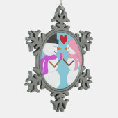 Liefde & Sneeuwmensen: Lichtblauw Tin Sneeuwvlok Ornament (Links)