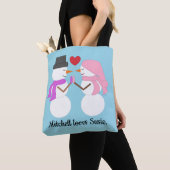 Liefde & Sneeuwmensen: Lichtblauw Tote Bag (Dichtbij)