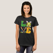 Liefde Softball Ball & Bats Bunny Ears Paasdag Bo T-shirt (Voorkant volledig)