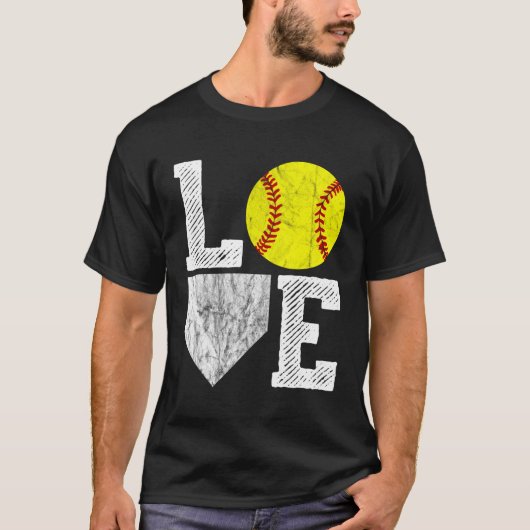Liefde Softball Mam Pa T-shirt (Voorkant)