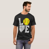 Liefde Softball Mam Pa T-shirt (Voorkant volledig)
