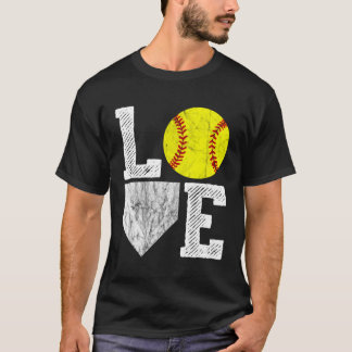 Liefde Softball Mam Pa T-shirt