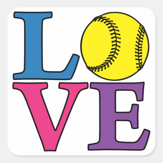 LIEFDE Softball Vierkante Sticker (Voorkant)