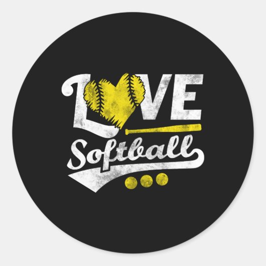 Liefde Softball voor N en Softball Ronde Sticker (Voorkant)