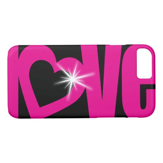 Liefde sparkle roze & zwart text hoesje (Achterkant (Horizontaal))