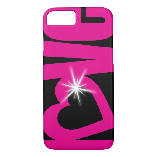 Liefde sparkle roze & zwart text hoesje (Achterkant)