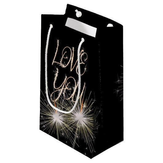 Liefde Sparklers op Black Klein Cadeauzakje (Voorkant Gekanteld)