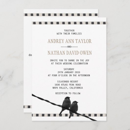 Liefde - Sparrow Pair B&W Foto Liefde Quote Bruilo Kaart (Voorkant / Achterkant)