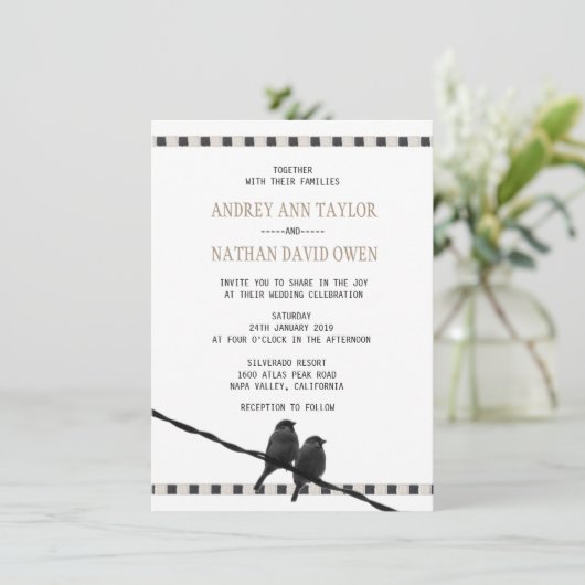 Liefde - Sparrow Pair B&W Foto Liefde Quote Bruilo Kaart (Staand voorkant)