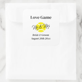 Liefde Spel grappig Mr & Mrs tennis thema bruiloft Vierkante Sticker