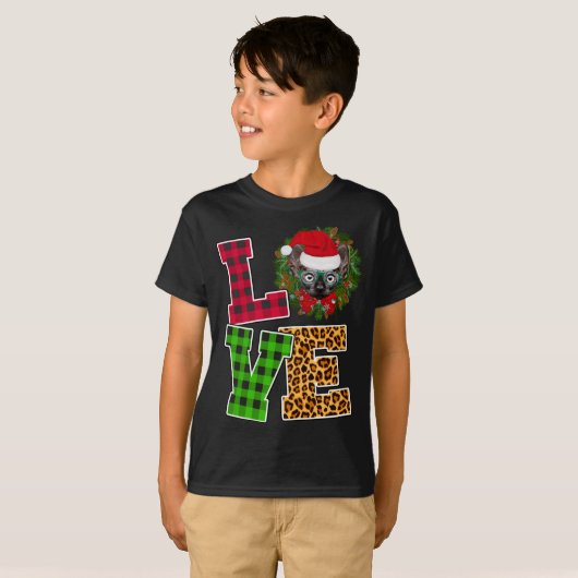 Liefde Sphynx Kat Santa Hoed Leopard Grappige Kers T-shirt (Voorkant volledig)