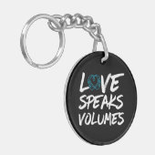 Liefde spreekt boekdelen - doof bewustzijn sleutelhanger (Voorkant Links)
