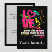 Liefde spreekwoorden Bijbel Verse Neon Paint Splat Kaart (Voorkant / Achterkant)