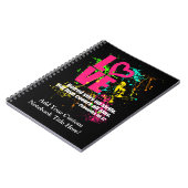 Liefde spreekwoorden Bijbel Verse Neon Paint Splat Notitieboek (Linkerzijde)