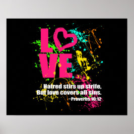 Liefde spreekwoorden Bijbel Verse Neon Paint Splat Poster