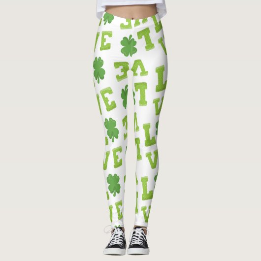 Liefde St Patrick's Day Clover Leggings (Voorkant)