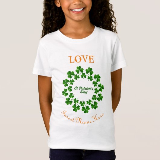 Liefde St Patrick's Day Shamrock Circle Persoonlij T-shirt (Voorkant)