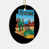 Liefde staat Arizona Map Blooming Cactus Flowers Keramisch Ornament (Rechts)