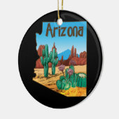 Liefde staat Arizona Map Blooming Cactus Flowers Keramisch Ornament (Links)