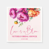 Liefde staat in bloei roze bloem bruids douche bed servet (Voorkant)