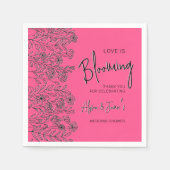 Liefde staat in bloei roze & zwart bloemendesign b servet (Voorkant)