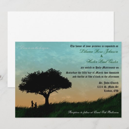 Liefde staat op de uitnodiging van het Horizon Wed (Voorkant / Achterkant)