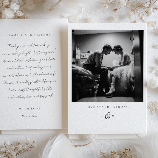 "Liefde staat sterk" Foto Dank je wel kaart