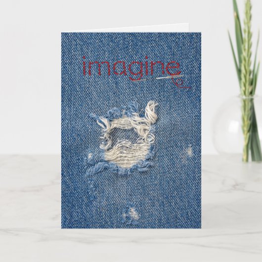 Liefde, stel je tekst voor op geurblauwe denim kaart (Voorkant)