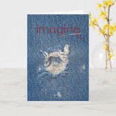 Liefde, stel je tekst voor op geurblauwe denim kaart (Gele Bloem)