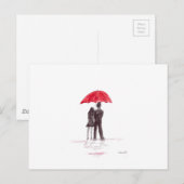 Liefde stel met rood paraplu romantisch koppel briefkaart (Voorkant / Achterkant)