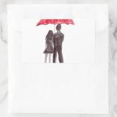 Liefde stel met rood paraplu romantisch koppel rechthoekige sticker (Tas)