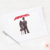 Liefde stel met rood paraplu romantisch koppel rechthoekige sticker (Envelop)