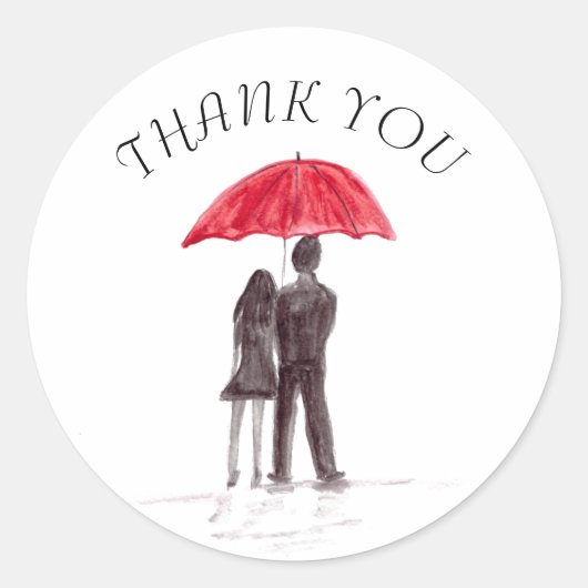 Liefde stel met rood paraplu romantisch koppel ronde sticker (Voorkant)