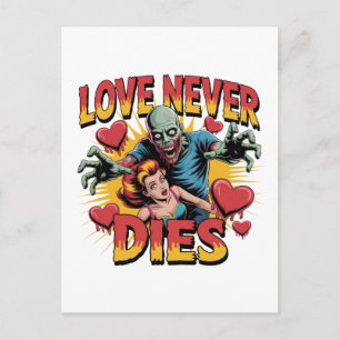 Liefde Sterft Nooit – Retro Zombie Horror Pin-Up Feestdagenkaart