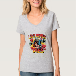 Liefde Sterft Nooit – Retro Zombie Horror Pin-Up T-shirt