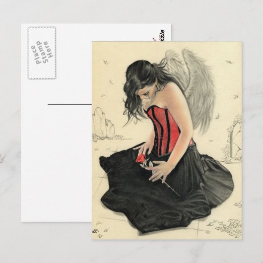 Liefde sterft nooit rouwende engelAnsichtkaart Briefkaart (Voorkant / Achterkant)