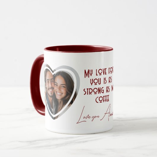 Liefde sterk als koffie I Heart Shaped Photo Red M Mok (Voorkant links)