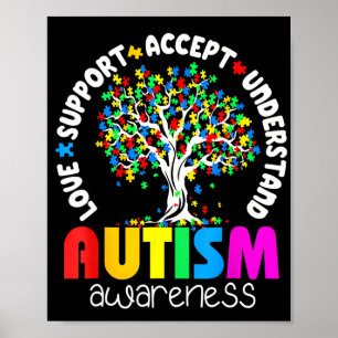 Liefde Steun Accepteer Begrijp Autisme Bewustzijn Poster