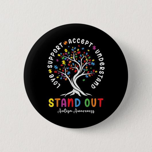 Liefde Steun Accepteer Begrijp Autisme Bewustzijn  Ronde Button 5,7 Cm (Voorkant)