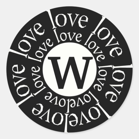 Liefde Sticker Monogram W Zwart en Wit (Voorkant)
