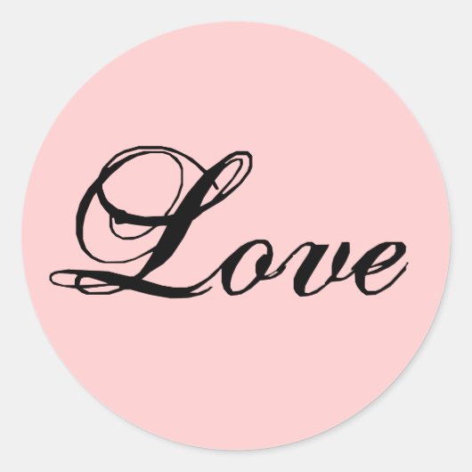 Liefde Sticker_Zwart op Baby Roze Ronde Sticker (Voorkant)