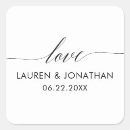 Liefde Stickers, bruiloft gunst Stickers, bruiloft Vierkante Sticker